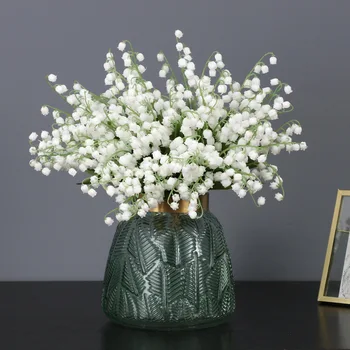 Gražus baltas bell orchidėja, plastiko, dirbtinės gėlės prekių išdėstymas namų dekoro padirbtų augalų šalis dovanos