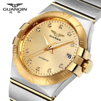 Guanqin Dizaino Prabangūs Vyrų Laikrodžiai Mechaninė Automatinė Aukso Žiūrėti 30m atsparus Vandeniui Atsitiktinis Žvaigždynas Rankiniai Laikrodžiai Vyrams