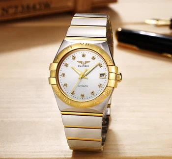 Guanqin Dizaino Prabangūs Vyrų Laikrodžiai Mechaninė Automatinė Aukso Žiūrėti 30m atsparus Vandeniui Atsitiktinis Žvaigždynas Rankiniai Laikrodžiai Vyrams