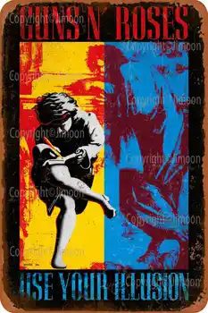 Guns N 'Roses Naudoti Savo Iliuzija Alavo Metalo Ženklas, Sienų Dekoras Įdomus Dekoracija Namuose Virtuvės Baras Kambarys, Garažas Retro plakato