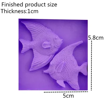 Gyvūnų Animacinių filmų Žuvų Silikono Minkštas Muilas 3D Torto Formą Keksiukų Želė Saldainiai, Šokoladas Apdailos Kepimo Įrankis, Liejimo formos