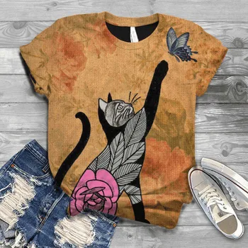 Gyvūnų Grafinis Tee T Marškinėliai Moterims Merginos Prarasti Viršūnes Moterų Trumpomis Rankovėmis Estetinės Kawaii Tee Viršūnes Moterų Drabužiai
