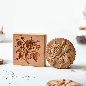 Gėlė, Rožė Pinecone Cookie Cutter 3D Kepimo Formą Mediniai Meduoliai su imbiero priedais Slapukas Antspaudas Įspaudas Kepimo Pelėsių Virtuvė