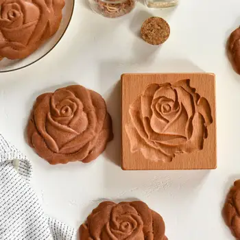 Gėlė, Rožė Pinecone Cookie Cutter 3D Kepimo Formą Mediniai Meduoliai su imbiero priedais Slapukas Antspaudas Įspaudas Kepimo Pelėsių Virtuvė