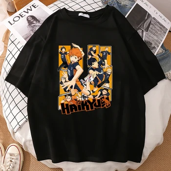 Haikyuu Anime Simbolių Spausdinimo Moteris, T-marškinėliai, Negabaritinių Minkštas Vasaros trumpomis Rankovėmis T shirts, Kvėpuojanti Kūrybiškumu Crewneck marškinėliai