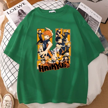 Haikyuu Anime Simbolių Spausdinimo Moteris, T-marškinėliai, Negabaritinių Minkštas Vasaros trumpomis Rankovėmis T shirts, Kvėpuojanti Kūrybiškumu Crewneck marškinėliai