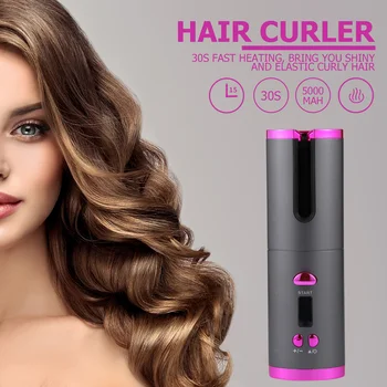 Hair Curler, Bevielis Automatinė Garbanoti Geležies, Įkrovimo Auto Barelį Garbanoti Lazdelė su skystųjų KRISTALŲ Ekranas Hair Curler Plaukų Stilių