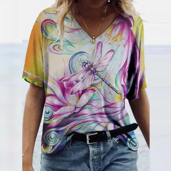 Harajuku Moterų Vasaros Marškinėliai Atsitiktinis Plius Dydis Gėlių Spausdinimo Raundo Kaklo T-shirt Viršūnes Plus Size Laisvas Megztinis Tees Camiseta