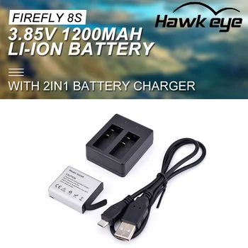Hawkeye Firefly 8S 8SE S009R 3.85 V 1200mAh Li-ion Baterija 2in1 Baterijos Įkroviklio 8S Veiksmo Kameros