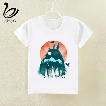 Hayao Miyazaki Kawaii Totoro Japonų Anime T-shirt Naujas Spausdinti Marškinėliai trumpomis Rankovėmis O-kaklo Vasaros Viršūnes Vaikas Atsitiktinis Vaikų Marškinėlius