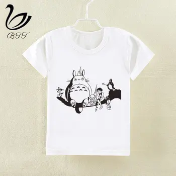 Hayao Miyazaki Kawaii Totoro Japonų Anime T-shirt Naujas Spausdinti Marškinėliai trumpomis Rankovėmis O-kaklo Vasaros Viršūnes Vaikas Atsitiktinis Vaikų Marškinėlius