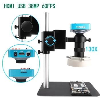 HDMI 130X 38MP VGA 1080P Skaitmeninės Mikroskopu Elektroninių Litavimo Mikroskopo vaizdo Kamera USB LED Šviesos Žiedas Profesinę Remontas