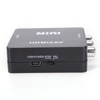 HDMI-compatibale RCA AV/CVBS Adapteris HD 1080P Mini HDMI2AV Video Converter BOX PC/PS3/VCR/DVD