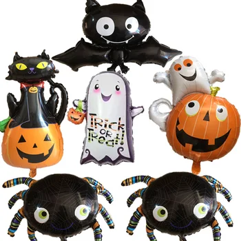 Helovinas balionai, vorai, šikšnosparniai, kaukoles, juodos katės, vaiduokliai, moliūgai, mažai vaiduoklis, žibintai, vampyrai, aliumininiai balionai