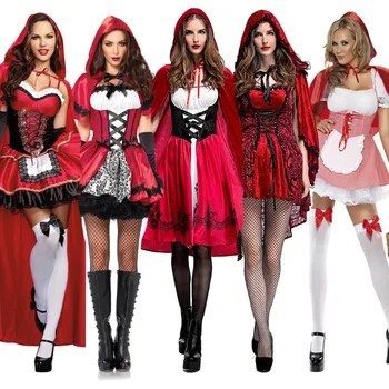 Helovinas Yra Klasikinis Little Red Riding Hood Kostiumas Moterims Pasakos Cosplay Išgalvotas Suknelė