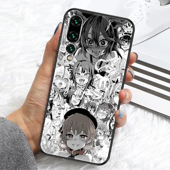 Hentai Anime Mergina Susiduria Telefoną atveju Huawei P Mate P10 P20 30 P40 10 20 Smart Z Pro Lite 2019 black 3D coque tendencija atgal