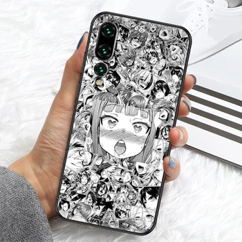 Hentai Anime Mergina Susiduria Telefoną atveju Huawei P Mate P10 P20 30 P40 10 20 Smart Z Pro Lite 2019 black 3D coque tendencija atgal