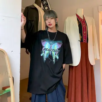 Hip-hop gotikos t marškinėliai trumpomis rankovėmis harajuku marškinėlius negabaritinių marškinėliai vyrams, drabužiai, marškinėliai korėjiečių pora drabužius vasarą tees
