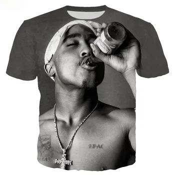 Hip-Hop Reperis 2pac Tupac Vyrai Moterys 3D Print T-shirt Mados Atsitiktinis Repo Žvaigždė Tupac T Shirts Kietas Streetwear Mados Viršūnes Drabužiai