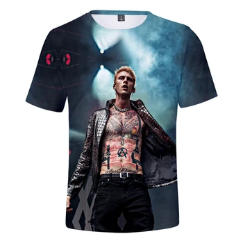 Hip-Hop Reperis Machine Gun Kelly 3D Print T-Shirt Vyrai/Moterys Trumpas Rankovės Marškinėliai Drabužių