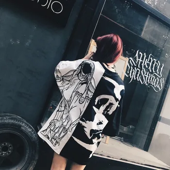 Hip-hop Tendencija Laišką Grafinis trumparankoviai Marškinėliai Moteriška Vasaros 2021 korėjos, Kinijos Mados Harajuku Vidutinio Ilgio Viršūnes Streetwear