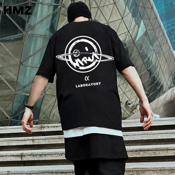 HMZ 2021 Vyrų Marškinėliai Hip-Hop Juoda Streetwear Marškinėlius Šypsena Spausdinti Harajuku Vasaros trumpomis Rankovėmis T-Shirt vatos Pagaliukai Tees Negabaritinių