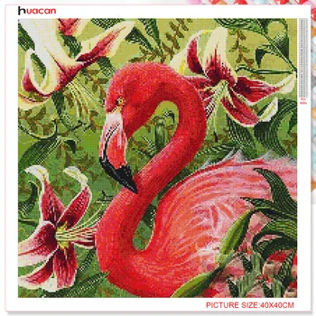 Huacan Kvadratiniu/Apvalus Deimantas Tapybos Flamingo Diamond Siuvinėjimo Mozaikos Pardavimo Gyvūnų Rankų Darbo Dovana