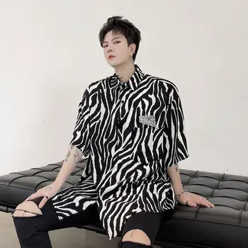 IEFB 2021 m. Vasarą Zebra Modelis Kišenėje Lipdukas Metalo Pakabukas Prarasti vyriški trumpomis Rankovėmis Marškiniai Prarasti Priežastinis Negabaritinių Viršūnes 9Y7515
