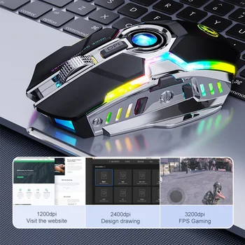 IMice RGB Belaidės Žaidimų Pelės Silent Įkrovimo Ergonomiškas Mause Su LED Apšvietimu USB Peles KOMPIUTERIO, Nešiojamojo Kompiuterio Pelės Žaidimas