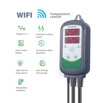 Inkbird Smart Home Įrankis Thermoregulator Skaitmeninis Temperatūros Valdiklis su NTC Jutiklis Šildymo Aušinimo Dual Relė Reguliatorius