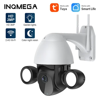 INQEMGA 1080P TUYA Smart IP Kamera, Wifi Priežiūros Sodo Led Apšvietimas AI Mobiliojo ryšio Nustatymo PTZ Outdoor 4X Digital Zoom Fotoaparatas