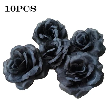 Ins 10vnt Pure Black Rose Dirbtinis Gotikos Gėlės Rudenį Vestuves Namų puošybai artificiales 