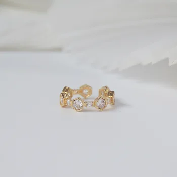 Ins Karšto Pardavimo 14K Aukso spalvos Reguliuojamo Vestuviniai Žiedai, Moterų, Prabangos Paprastas Stilius Kubinis Cirkonis Sužadėtuvių Žiedai