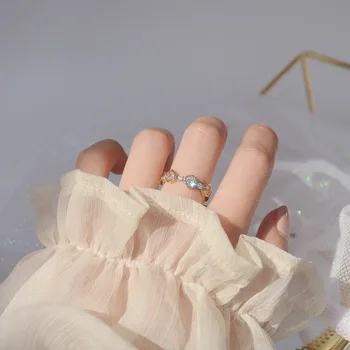 Ins Karšto Pardavimo 14K Aukso spalvos Reguliuojamo Vestuviniai Žiedai, Moterų, Prabangos Paprastas Stilius Kubinis Cirkonis Sužadėtuvių Žiedai