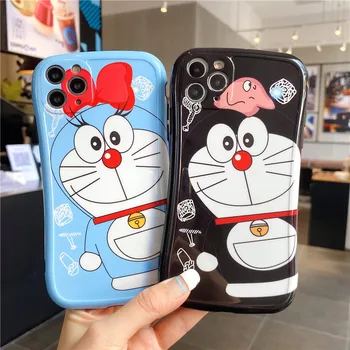INS Katė Doraemon Telefono dėklas skirtas iPhone 11 12Pro Max XR X Xs Max 8 7 Plius SE2 Matinio Mielas Animacinių filmų Silikono Atvejais, Minkštas Galinį Dangtelį