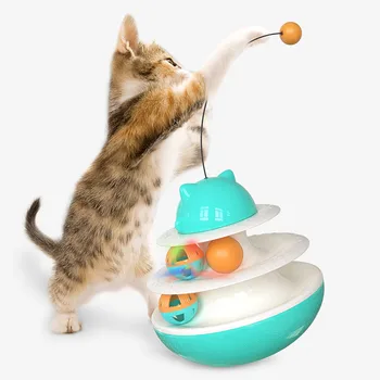Interaktyvus Naminių Kačių Žaislas Masažuoklis Bokštas Su Katžolių Dainos Triple Disko Kamuolys Katėms Mokymo Pramogų Pramogų Pet Products