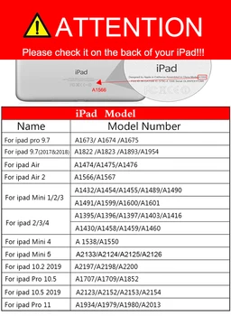 IPad 9.7 colių 2017/2018 Atveju, iPad Oro 2/3/4 Padengti mini 2/3/4/5 iPad 2/3/4 Atveju Pro 9.7/10.5/11 iPad 10.2