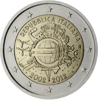 Italija 2012 10-osios metinės Emisijos Valiuta 2 Eurų Proginių Monetų Unc Realių Originali Originalios Monetos