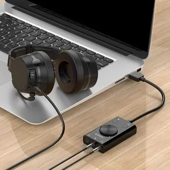 Išorinė USB Garso plokštė, Stereo Mikrofonas Garsiakalbis 3,5 mm Ausinių Audio jungtis Kabelio Adapteris Perjungti garso Reguliavimo Nemokamai Ratai