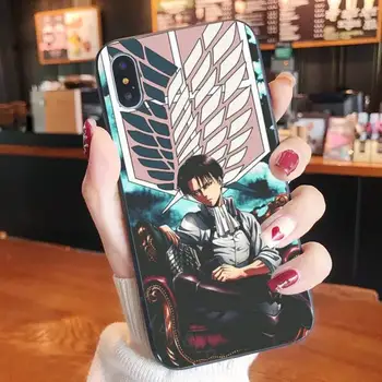 Išpuolis Titan Japonijos Anime Silikono Juoda Telefono dėklas skirtas iPhone 11 12 pro XS MAX 8 7 6 6S Plus X 5S SE 2020 XR