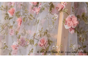 Išskirtinį 3D rožių gėlių Siuvinėjimo Nėrinių organza Audinio Siūlus Vestuvių Suknelė Vestuvių Audiniai Tiulio Audinio Suknelė 