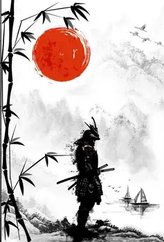 Japonijos Samurajų Meno Filmas Spausdinti Šilko Plakatas Namų Sienų Dekoras 24x36inch