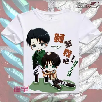 Japonų Anime Ataka Titan Eren Jaeger Print T-Shirt Mados Pora Streetwear Vasaros trumpomis Rankovėmis Viršuje Grafinis Tees Harajuku