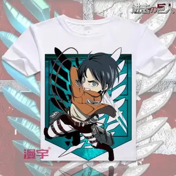 Japonų Anime Ataka Titan Eren Jaeger Print T-Shirt Mados Pora Streetwear Vasaros trumpomis Rankovėmis Viršuje Grafinis Tees Harajuku