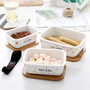 Japonų Keramikos Ilgai Aikštėje, Švieži, Laikyti Dėžutėje Šaldytuve Vaisių Microwavable Pietūs Bento Box Izoliuoti Maisto Konteinerį