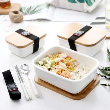 Japonų Keramikos Ilgai Aikštėje, Švieži, Laikyti Dėžutėje Šaldytuve Vaisių Microwavable Pietūs Bento Box Izoliuoti Maisto Konteinerį