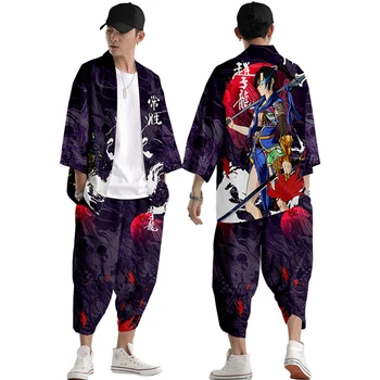Japonų Kimono Moterų Yukata Haori Megztinis Vyrams Samurajus Azijos Drabužių, Tradicinių Striukė Streetwear Vyras Cosplay Palaidinė Marškinėliai