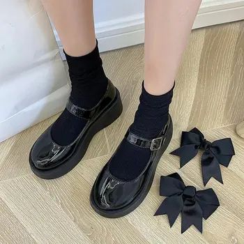 Japonų stiliaus studentų batai kolegijos JK lolita batai kawai drugelis pleišto kulniukai oda platforma mary jane bateliai moterims