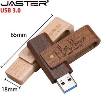 JASTER Natūralaus Medžio, 360° Besisukantis USB 3.0 64GB Klevas Pen Drive Flash Drive 4GB 8GB 16GB 32GB Didelės Spartos Flash Drive, U Disko Dovana