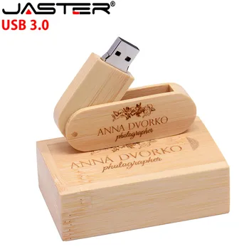 JASTER USB 3.0 Logotipą pasukti Medinis USB atmintukas Pendrive Memory Stick pen ratai 4 GB 16GB 32GB 64GB 128GB U disko